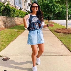 Sneak Peek Light-wash Jean Skirt